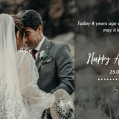 Custom 4th Anniversary Happy Anniversary Banner with Couple's Picture - Yalla Printing