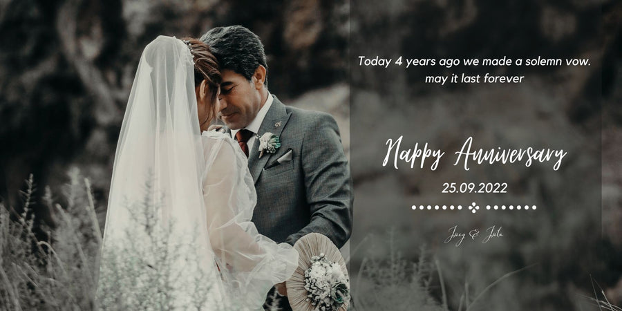Custom 4th Anniversary Happy Anniversary Banner with Couple's Picture - Yalla Printing
