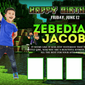 MineCraft Mania" Personalized Birthday Banner - Build, Explore, Celebrate! - Yalla Printing