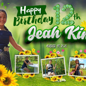 Sunflower Garden Green Background Tarpaulin - Outdoor Party Decor Personalized PVC Flex Banner - Custom Birthday Party Decor - Yalla Printing