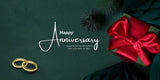 Elite Design Happy Anniversary Banner in Landscape - Green & Red Gift Theme - Yalla Printing