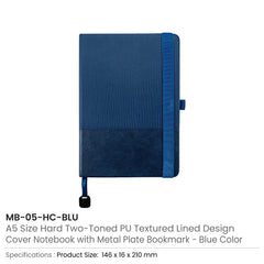 Custom Printed Hard Cover Pu Notebooks In A5 Size With Metal Plate Bookmark - Stainless Steel | Logo Branding Corporate Gift | UAE Delivery | Yalla Printing UAE
