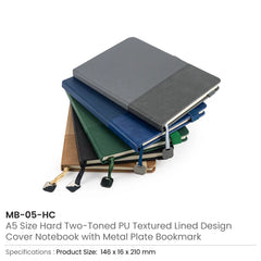 Custom Printed Hard Cover PU Notebooks in A5 Size with Metal Plate Bookmark | Logo Branding Corporate Gift | UAE Delivery | Yalla Printing UAE