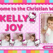 Hello Kitty Pink Party" Personalized Birthday Banner - Sweet and Stylish - Yalla Printing