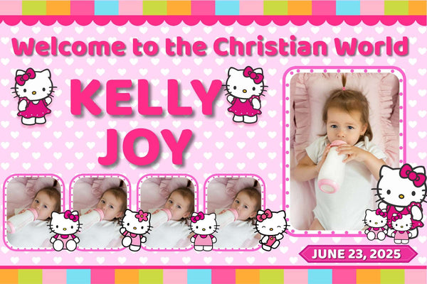 Hello Kitty Pink Party" Personalized Birthday Banner - Sweet and Stylish - Yalla Printing
