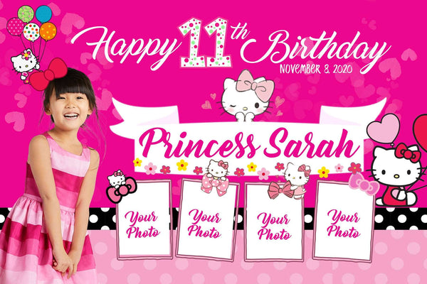 Pretty in Pink Hello Kitty" Personalized Birthday Banner - A Purr-fectly Sweet Celebration! - Yalla Printing