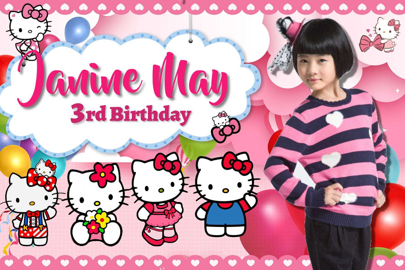 Hello Kitty Birthday Banner" - Purr-fectly Charming Party Decor! - Yalla Printing