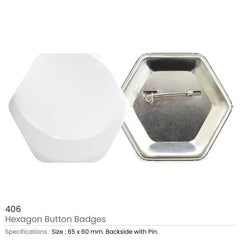 Custom Printed Hexagon Button Badges | Corporate Award & Recognition Gift | UAE Delivery | Yalla Printing UAE