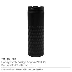 Water Bottles – Honeycomb Design SS Bottles , Double Wall with PP Interior 420ml | Custom Packaging Printing | Free Design Support | Yalla Printing UAE