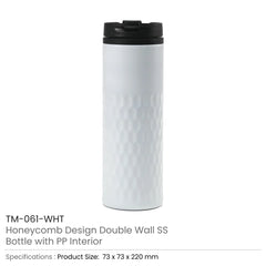 Water Bottles – Honeycomb Design SS Bottles , Double Wall with PP Interior 420ml | Custom Packaging Printing | Free Design Support | Yalla Printing UAE