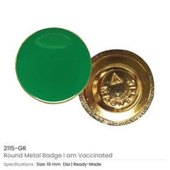 Custom Printed I Am Vaccinated Badge - Green Imprint | Corporate Award & Recognition Gift | UAE Delivery | Yalla Printing UAE