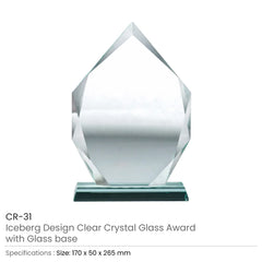 Custom Printed Iceberg Design Crystal Awards With Glass Base | Exhibitions, Conferences, Corporate Events | Yalla Printing UAE