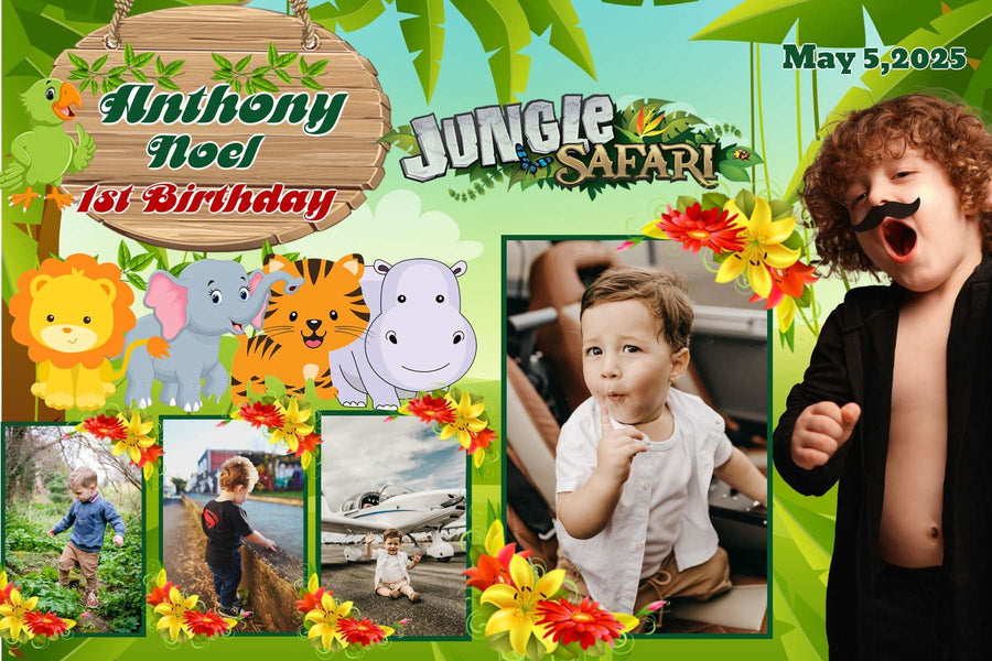 Jungle Safari Adventure" Personalized Birthday Banner - Explore the Wild! - Yalla Printing