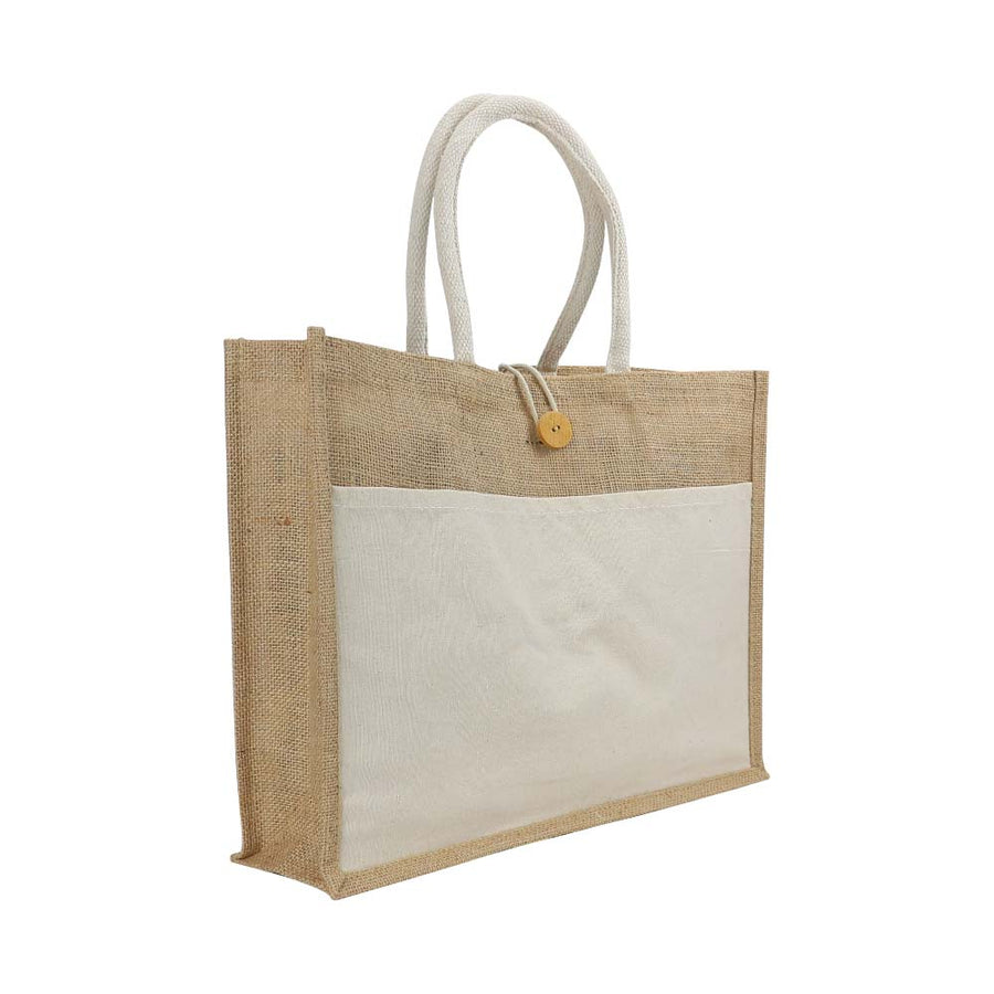 Jute Bags with Cotton Pocket and Handle | Logo Branding Bag – Yalla Printing UAE