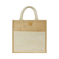 Custom Printed Eco - Friendly Jute Bags With Front Cotton Pocket & Button Closure - Cotton Fabric | Exhibitions, Conferences, Corporate Events | Yalla Printing UAE