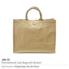 Custom Printed Reusable Jute Shopping Bags With Button Closure | Custom Branded Bag | UAE Delivery | Yalla Printing UAE