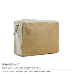Custom Printed Jute With Cotton Zipper Pouch - Cotton Fabric | Custom Branded Bag | UAE Delivery | Yalla Printing UAE