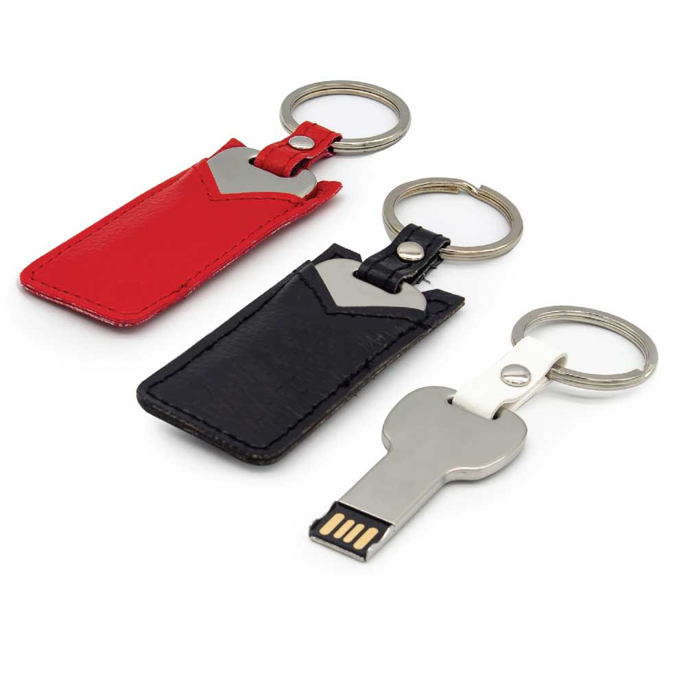 Custom Printed 8Gb Key Shaped USB With Leather Case | Logo Branding Corporate Gift | UAE Delivery | Yalla Printing UAE