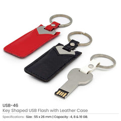 Custom Printed 8Gb Key Shaped USB With Leather Case | Logo Branding Corporate Gift | UAE Delivery | Yalla Printing UAE