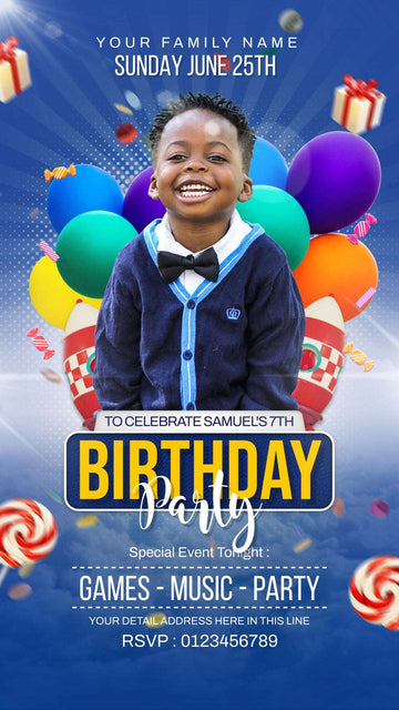 🎈✨ Elevate Your Child's Birthday Celebration with Our Custom Kids Birthday Party Banner – Blue Theme | Yalla Printing ✨🎈