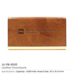 Custom Printed Leather Cover Power Bank 6000 Mah | Logo Branding Corporate Gift | UAE Delivery | Yalla Printing UAE