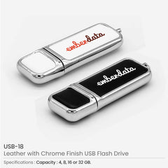 Custom Printed Leather With Chrome Finish USB | Exhibitions, Conferences, Corporate Events | Yalla Printing UAE