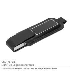 Custom Printed Light - Up Logo Leather USB 32Gb | Custom Packaging Printing | Free Design Support | Yalla Printing UAE