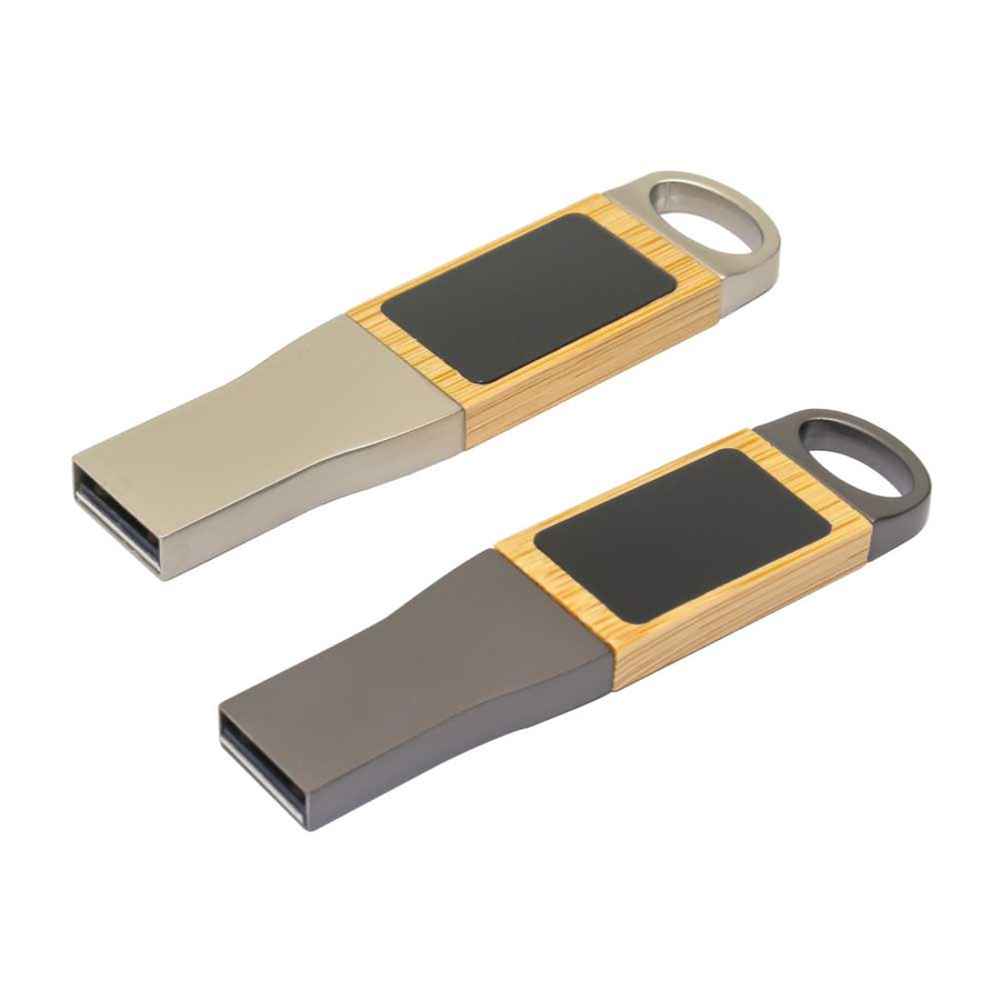 Custom Printed Light - Up Logo USB Flash Drives 32Gb - Bamboo | Custom Packaging Printing | Free Design Support | Yalla Printing UAE