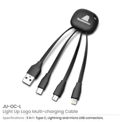Custom Printed Light Up Logo Multi Charging Cable | Logo Branding Corporate Gift | UAE Delivery | Yalla Printing UAE