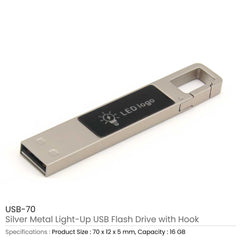 Custom Printed Light - Up Logo USB With Snap Hook | Logo Branding Corporate Gift | UAE Delivery | Yalla Printing UAE