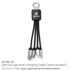 Custom Printed Light Up Multi Charging Cable | Logo Branding Corporate Gift | UAE Delivery | Yalla Printing UAE