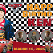 Race to the Finish" Personalized Birthday Banner - Lightning McQueen Adventure! - Yalla Printing
