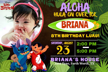 Aloha Adventure" Personalized Birthday Banner - Dive into Lilo & Stitch Fun