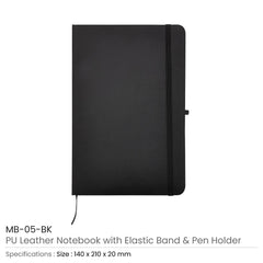 A5 Pu Leather Notebooks With Elastic Band, Calendar, Pen Holder | Logo Branding Corporate Gift | UAE Delivery | Yalla Printing UAE