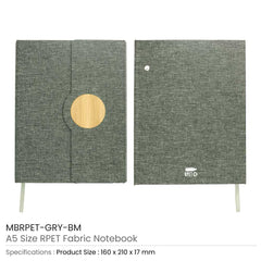 Custom Printed A5 Size RPET Fabric Notebooks - Eco - Friendly RPET | Logo Branding Corporate Gift | UAE Delivery | Yalla Printing UAE