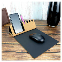 Custom Printed Multi Function Foldable Cork+Pu Mousepad | Logo Branding Corporate Gift | UAE Delivery | Yalla Printing UAE