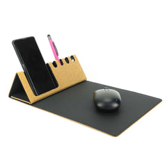 Custom Printed Multi Function Foldable Cork+Pu Mousepad | Logo Branding Corporate Gift | UAE Delivery | Yalla Printing UAE