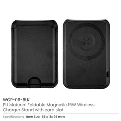Magsafe Wireless Charger 15w With Phone Stand & Card Slot - Pu Leather