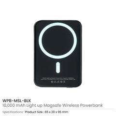 Custom Printed Magsafe Wireless Powerbank With Light - Up Logo, 15W Fast Charging, 10K Mah | Logo Branding Corporate Gift | UAE Delivery | Yalla Printing UAE