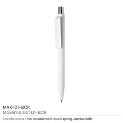 Custom Printed Maxema Dot Pens White | Logo Branding Corporate Gift | UAE Delivery | Yalla Printing UAE