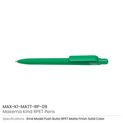 Custom Printed Maxema Kind RPET Pens, Matte Solid Color - Eco - Friendly RPET | Logo Branding Corporate Gift | UAE Delivery | Yalla Printing UAE