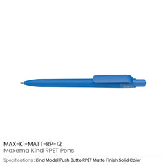 Custom Printed Maxema Kind RPET Pens, Matte Solid Color - Eco - Friendly RPET | Logo Branding Corporate Gift | UAE Delivery | Yalla Printing UAE