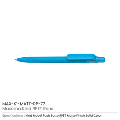 Custom Printed Maxema Kind RPET Pens, Matte Solid Color - Eco - Friendly RPET | Logo Branding Corporate Gift | UAE Delivery | Yalla Printing UAE