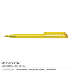 Custom Printed Maxema Zink Pens Transparent Body | Logo Branding Corporate Gift | UAE Delivery | Yalla Printing UAE