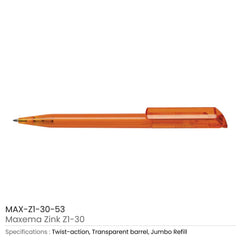 Custom Printed Maxema Zink Pens Transparent Body | Logo Branding Corporate Gift | UAE Delivery | Yalla Printing UAE
