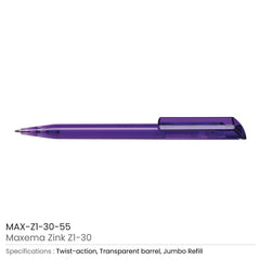 Custom Printed Maxema Zink Pens Transparent Body | Logo Branding Corporate Gift | UAE Delivery | Yalla Printing UAE