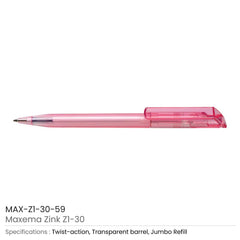 Custom Printed Maxema Zink Pens Transparent Body | Logo Branding Corporate Gift | UAE Delivery | Yalla Printing UAE