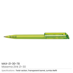 Custom Printed Maxema Zink Pens Transparent Body | Logo Branding Corporate Gift | UAE Delivery | Yalla Printing UAE