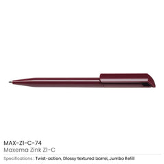 Custom Printed Maxema Zink Pens Solid Color Body | Logo Branding Corporate Gift | UAE Delivery | Yalla Printing UAE