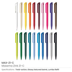 Custom Printed Maxema Zink Pens Solid Color Body | Logo Branding Corporate Gift | UAE Delivery | Yalla Printing UAE